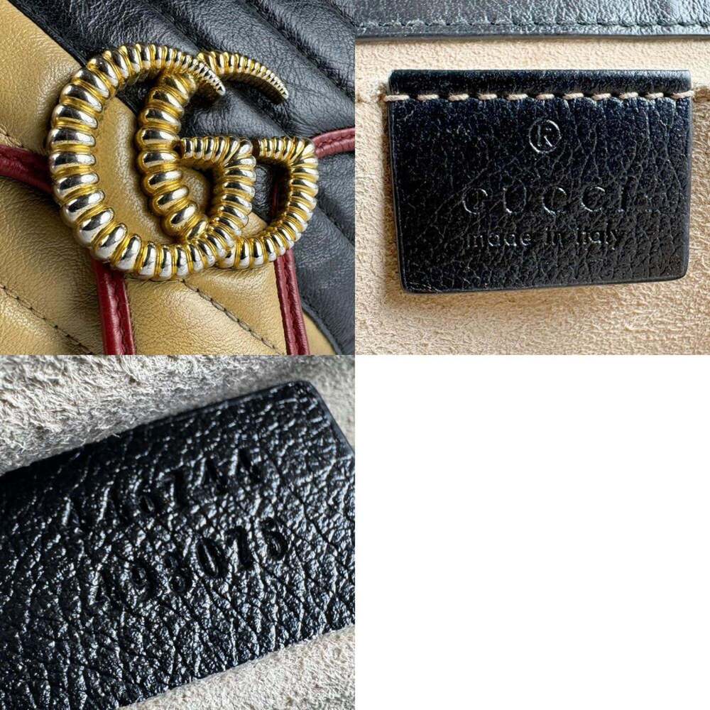 GUCCI Authentic Black Leather GG Marmont Shoulder Bag - Picture 5 of 5